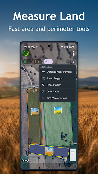 Land Ruler official Google Play screenshot showing land measurement controls.