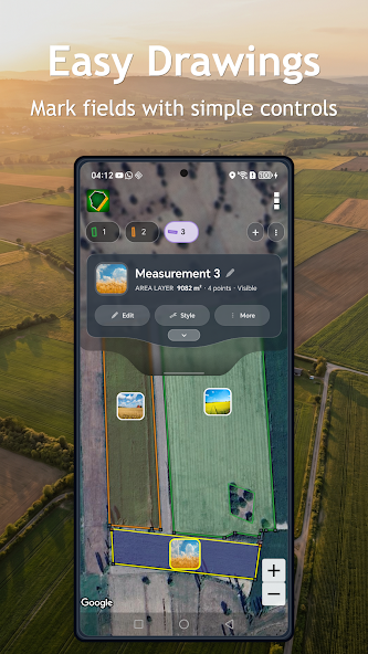 Land Ruler official Google Play screenshot showing a map measurement view.