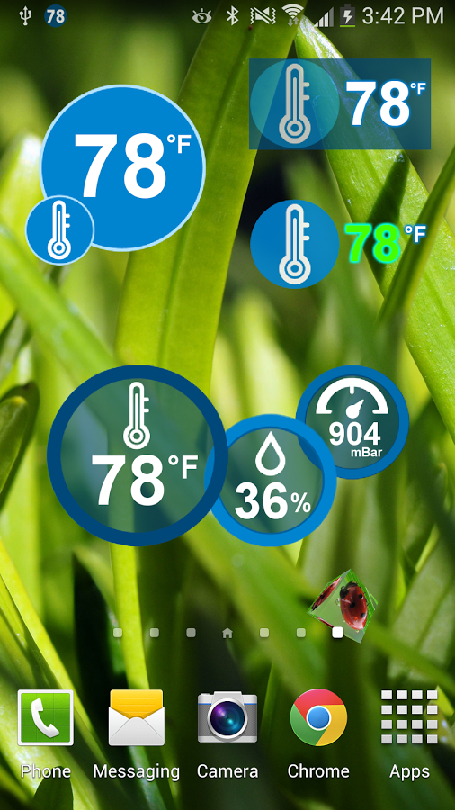 Original Thermometer Galaxy S4 widgets on an Android home screen