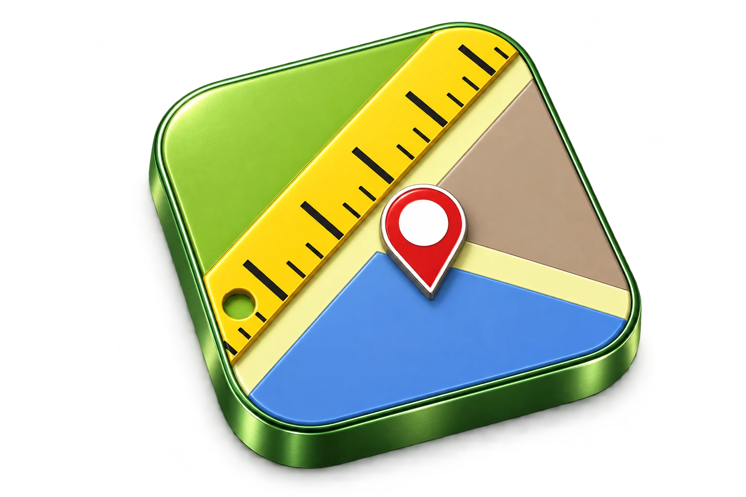 Maps Ruler icon with its original map-measurement identity, rendered as a substantial physical object.