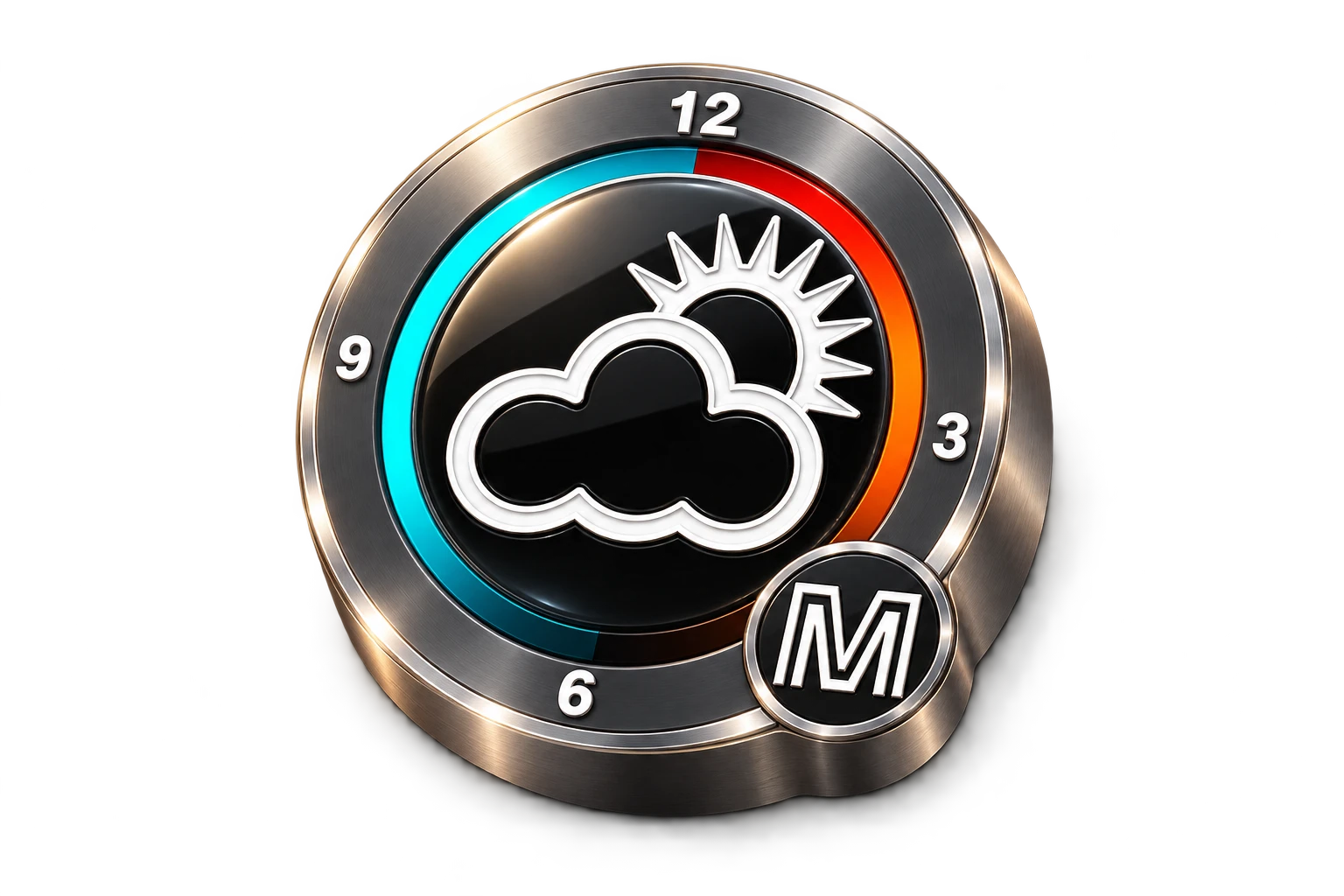 Weather Clock Classic app icon presented as a sculptural three-dimensional object.